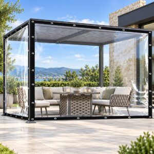 Pergola fermée par des bâches transparentes cristal sur mesure avec œillets