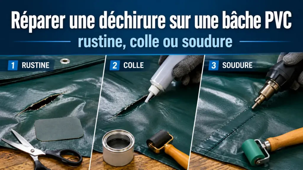 Réparation d'une déchirure sur une bâche PVC
