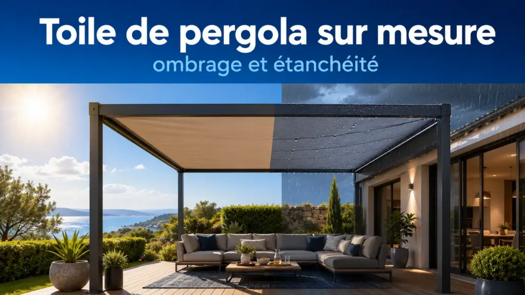 Toile de pergola sur mesure protégeant une terrasse